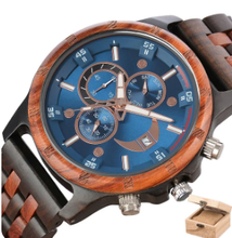 Carregar imagem no visualizador da galeria, Relógio de Madeira Dourado Mecânico