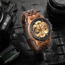 Carregar imagem no visualizador da galeria, Relógio de Madeira Dourado Mecânico