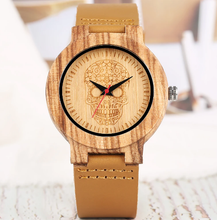 Carregar imagem no visualizador da galeria, Relógio de Madeira Caveira Mexicana