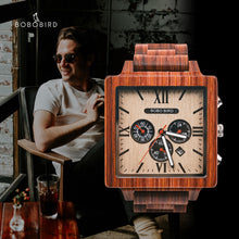 Carregar imagem no visualizador da galeria, Relógio de Madeira Quadrado Nature