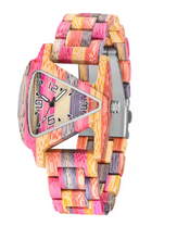 Carregar imagem no visualizador da galeria, Relógio de Madeira Triangulo Color Full 2
