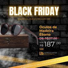 Carregar imagem no visualizador da galeria, Óculos de Madeira Round Ébano

