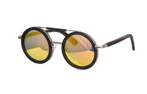 Óculos de Madeira Retro Black Round