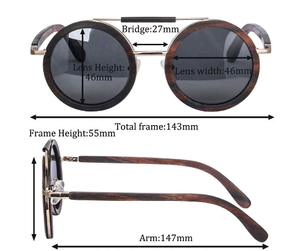 Óculos de Madeira Retro Black Round