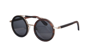 Óculos de Madeira Retro Black Round