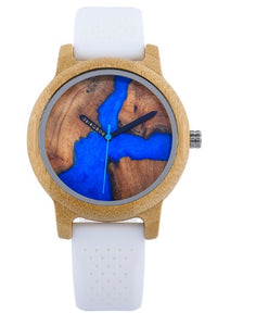 Relógio de Madeira c/ Pulseira de Silicone