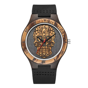 Relógio de Madeira Skull Mexicano