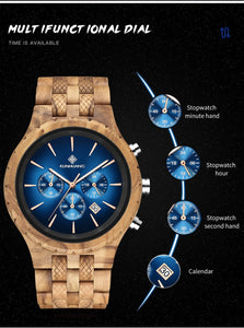 Relógio de Madeira Sports Chronograph