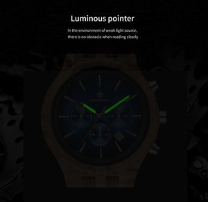 Relógio de Madeira Sports Chronograph